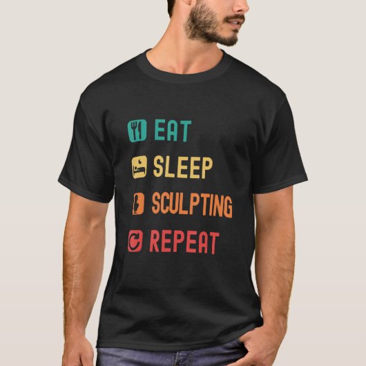 Eat, sleep, skulpting, repeat with tick check boxe tシャツ (正面)