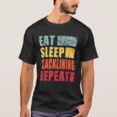 Eat Sleep Slacklining Repeat Tシャツ (正面)