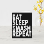 Eat Sleep Smash Repeat バドミントンTシャツ カード (黄色い花)