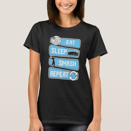 Eat Sleep Smash Repeat Badminton Tシャツ (正面)