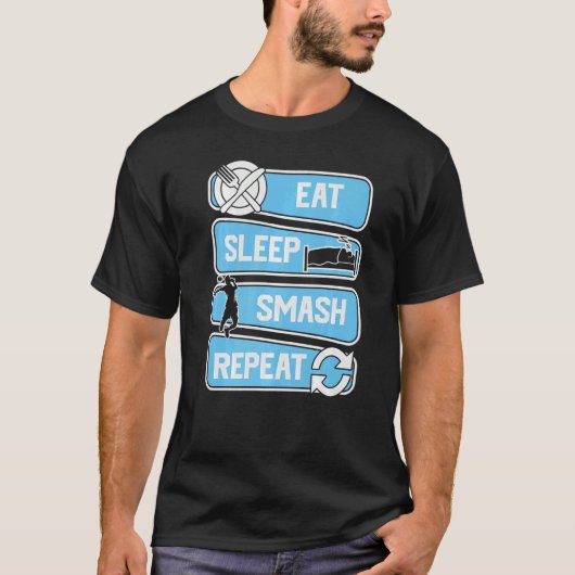 Eat Sleep Smash Repeat Badminton Tシャツ (正面)