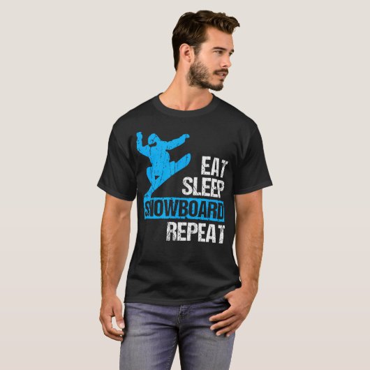 Eat Sleep Snowboard Repeat Funny Winter Tシャツ (正面フル)