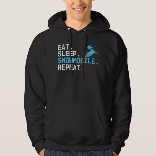 Eat Sleep Snowmobile Repeat Motor Sledding Driving パーカ (正面)