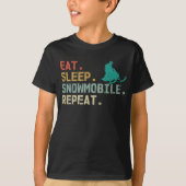 Eat Sleep Snowmobile Repeat Retro snowmobile Tシャツ (正面)