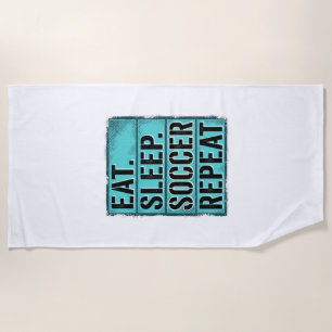 Eat Sleep Soccer Repeat ビンテージタイプTシャツ( ビーチタオル