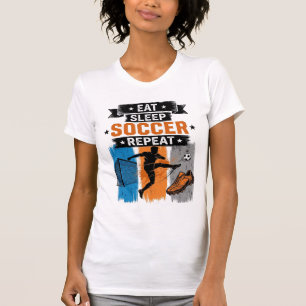 Eat Sleep Soccer Repeat ビンテージ サッカー プレイヤー Tシャツ