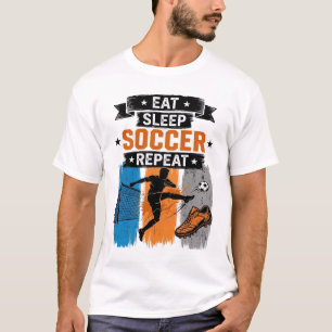 Eat Sleep Soccer Repeat ビンテージ サッカー プレイヤー Tシャツ