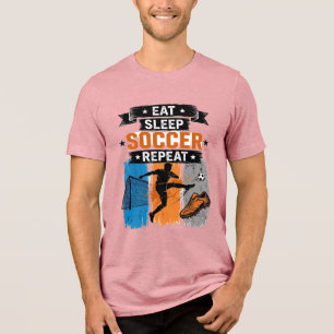 Eat Sleep Soccer Repeat ビンテージ サッカー プレイヤー Tシャツ