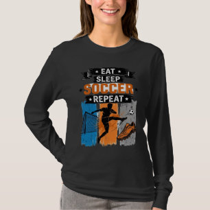 Eat Sleep Soccer Repeat ビンテージ サッカー プレイヤー Tシャツ