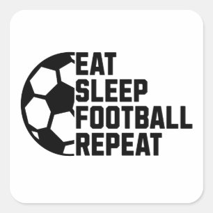 Eat Sleep Soccer Repeat – ミニマル スポーツ スクエアシール