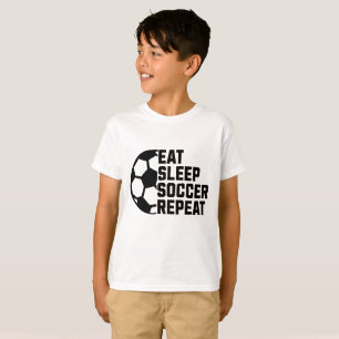 Eat Sleep Soccer Repeat – ミニマル スポーツ Tシャツ