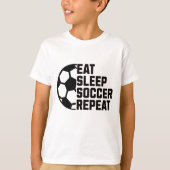 Eat Sleep Soccer Repeat – ミニマル スポーツ Tシャツ (正面)