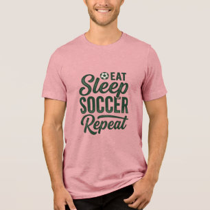 Eat Sleep Soccer Repeat ヴィンテージTシャツデザイン_1 トライブレンドTシャツ