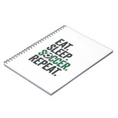 Eat Sleep Soccer Repeat ヴィンテージTシャツデザイン_1 ノートブック (左側)