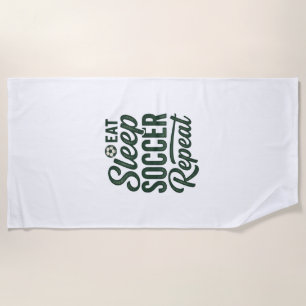 Eat Sleep Soccer Repeat ヴィンテージTシャツデザイン_1 ビーチタオル