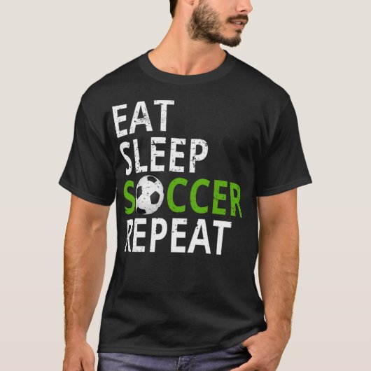 Eat Sleep Soccer Repeat teens  Tシャツ (正面)