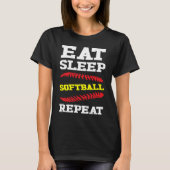 Eat Sleep Softball Repeat Field Bat Catcher Homeru Tシャツ (正面)
