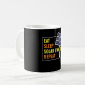 Eat Sleep Solar Panels Photovoltaic Sun コーヒーマグカップ (正面左)