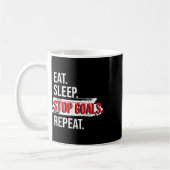 Eat Sleep Stop Goals Repeat - ホッケー選手 コーヒーマグカップ (左)