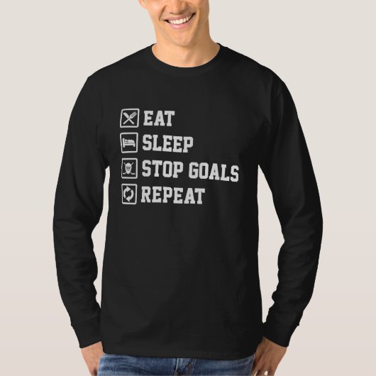 Eat Sleep Stop Goals Repeat Field Hockey Hockey Pl Tシャツ (正面)