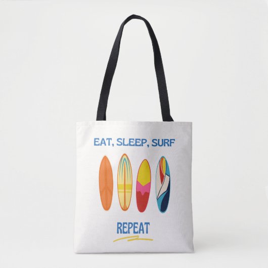 Eat, Sleep, Surf, Repeat - Beach Life トートバッグ (正面)