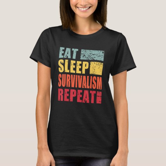 Eat Sleep Survivalsim Repeat Tシャツ (正面)