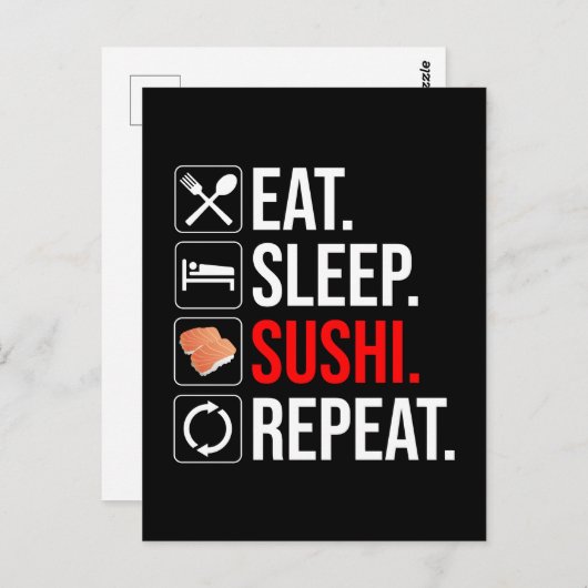 Eat. Sleep. Sushi. Repeat ポストカード (正面/裏面)