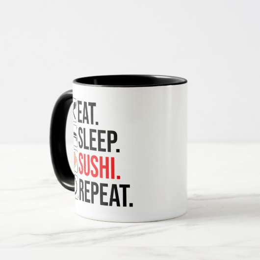 Eat. Sleep. Sushi. Repeat マグカップ (正面左)