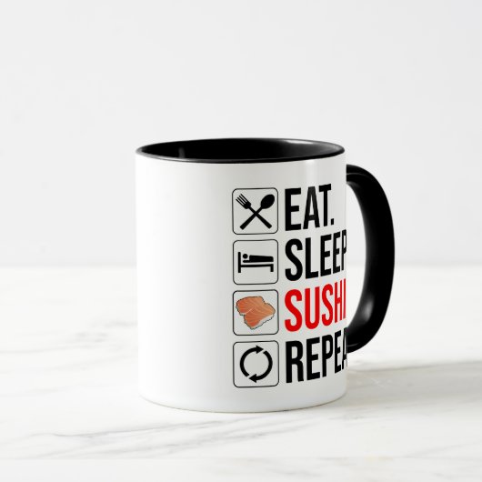Eat. Sleep. Sushi. Repeat マグカップ (正面右)