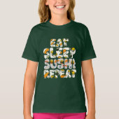 eat sleep sushi repeat design tシャツ (正面)