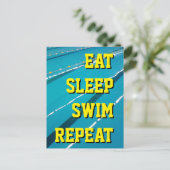 EAT SLEEP SWIM REPEAT 泳ぐ プール ポストカード (スタンド正面)