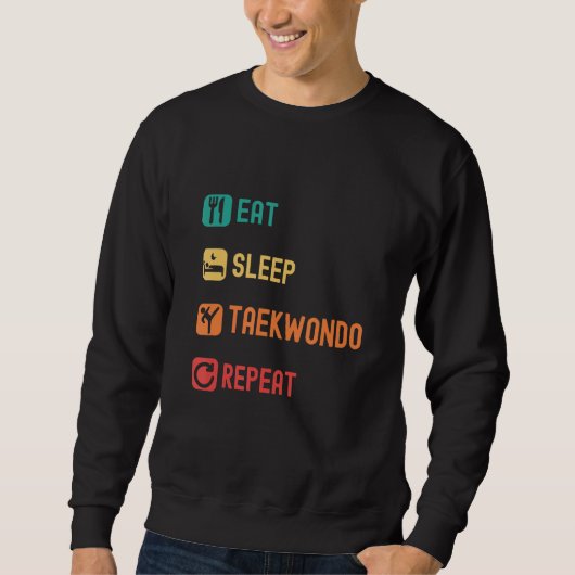 Eat sleep taekwondo repeat with tick check boxes スウェットシャツ (正面)