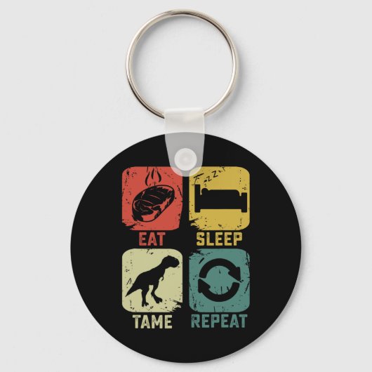 Eat Sleep Tame Repeat Dinosaur Gaming Geek Funny G キーホルダー (正面)