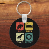 Eat Sleep Tame Repeat Dinosaur Gaming Geek Funny G キーホルダー (正面)