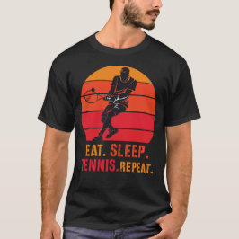 Eat Sleep Tennis Repeat Retro Sunset Tシャツ