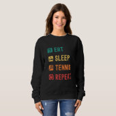 Eat sleep Tennis repeat with tick check boxes スウェットシャツ (正面フル)