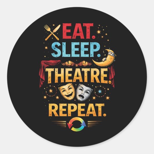 Eat, Sleep, Theatre, Repeat ラウンドシール (正面)