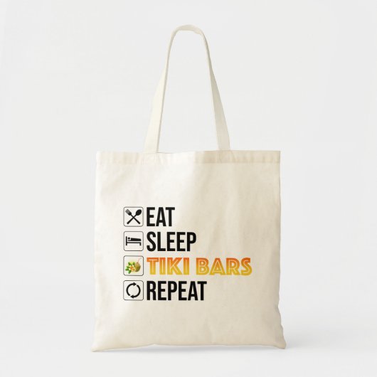 Eat. Sleep. Tiki Bars. Repeat トートバッグ (正面)
