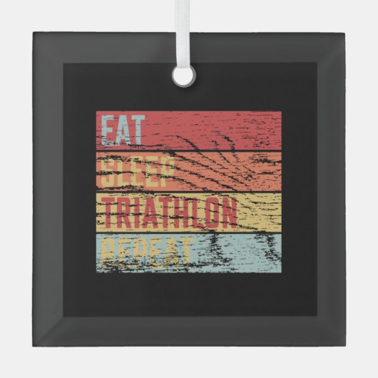 Eat Sleep Triathlon Repeat ガラスオーナメント (正面)