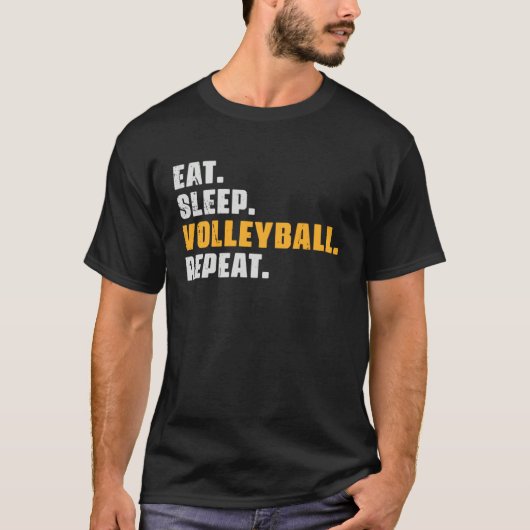 Eat Sleep Volleyball Repeat   Volleyball Retro Vin Tシャツ (正面)