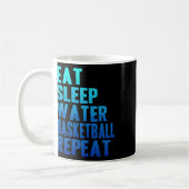 Eat Sleep Water Sketll Repeat 夏 スポーツ 熱帯 コーヒーマグカップ (左)
