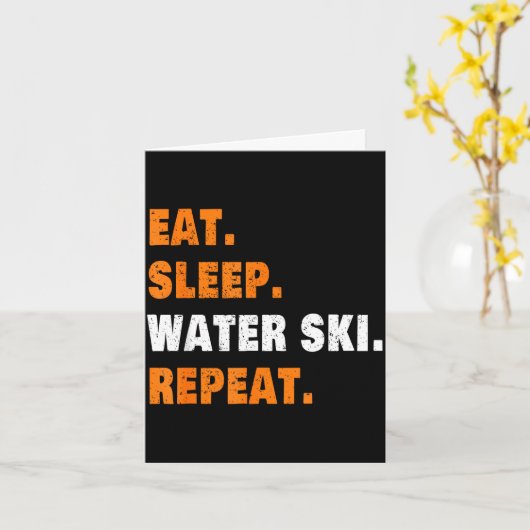 Eat sleep water ski repeat  カード (黄色い花)