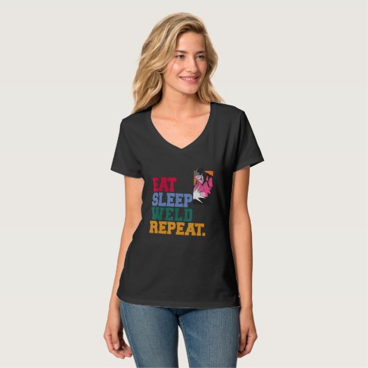 Eat Sleep Weld Repeat Welder Tシャツ (正面フル)
