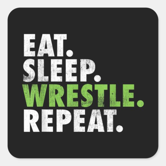 Eat Sleep Wrestle Repeat - Wrestler Boy Men スクエアシール (正面)