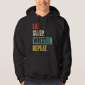 Eat Sleep Wrestle Repeat  Wrestler Wrestling パーカ (正面)