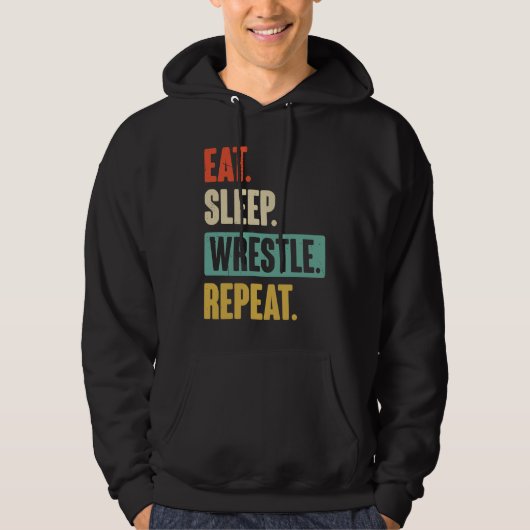 Eat Sleep Wrestle Repeat  Wrestler Wrestling パーカ (正面)