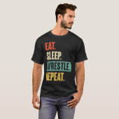 Eat Sleep Wrestle Repeat  Wrestler Wrestling Tシャツ (正面フル)