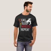 Eat Sleep Wrestle Repeat Wrestling Tシャツ (正面フル)