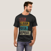 Eat Sleep Yoga Repeat ビンテージ瞑想エクササイズ Tシャツ (正面フル)