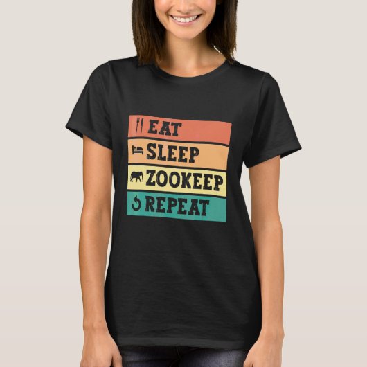 Eat Sleep Zookeep Repeat Zookeeper Zookeeping Safa Tシャツ (正面)